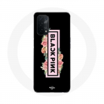 Coque pour Oppo A74 Blackpink Groupe de K-pop Logo Noir Rose Fond Noir