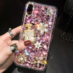 Luksuslik Bling Pearl Crystal Diamond Rhinestone lille&uuml;mbris Samsung S24 Ultra S23 FE S22 Plus A15 A25 A35 A55 A14 A24 A34 A54 A13 A23 A33 A53 A52 jaoks samsung A34 roosa
