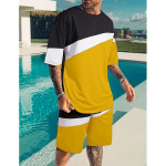 Triibuline v&auml;rviplokk 3D prindiga T-s&auml;rgid L&uuml;hikesed p&uuml;ksid Komplektid Meeste Moodsad dressid L&uuml;hikeste varrukatega T-s&auml;rk P&uuml;kste Komplekt Meeste &uuml;likonnad Riided L