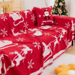 J&otilde;ulupunane narmastega diivanikate Diivanir&auml;tik Masinpestav P&uuml;hadeteemaline Punaste ruutudega Diivanikate Elutoa sisustuseks 180x130cm 1pcs