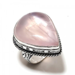 Natural Rose Quartz Gemstone Handmade 925 Sterling Silver Ring Size 9.5 v9c98