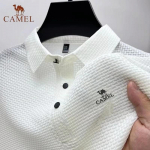 Tipptasemel tikitud CAMEL Ice Silk elastne polos&auml;rk Uus suvine T-s&auml;rk Moodne hingav &auml;ri l&uuml;hikeste varrukatega luksuslik top L