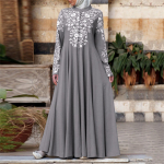 Naiste moslemi kleit Kaftan Arab Jilbab Abaya islami pitsist &otilde;mmeldud maxi kleit XL hall v&auml;rv