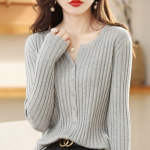 Villane kampsun Naiste &otilde;huke &uuml;mara kaelusega liibuv kevad-s&uuml;gisene kampsun kampsun S helehall v&auml;rv