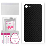 apgo Protective Skin Sticker for the back compatible with Apple iPhone SE 2022, Wrap Film, Foil, Vinyl - Pattern Carbon Black