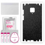 apgo kaitsev nahakleebis tagak&uuml;ljele ja k&uuml;lgedele, mis &uuml;hildub Xiaomi Redmi Note 9 Pro Maxiga, t&auml;iskile, foolium, vin&uuml;&uuml;l &ndash; mustriga k&auml;rgstruktuuriga muster