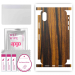 apgo Protective Skin Sticker for the back+sides compatible with Apple iPhone XS, Full Wrap Film, Foil, Vinyl - Pattern Tigerwood