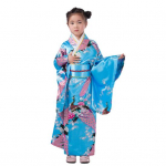 1 komplekt T&uuml;drukutele Traditsiooniline kimono pidžaama, erksad v&auml;rvid, lilleline paabulinnutr&uuml;kk Lihtne kanda, mugav kimono 110 cm taevasinine v&auml;rv