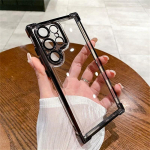 Luksuslik l&auml;bipaistev p&otilde;rutuskindel &uuml;mbris Samsung Galaxy S24 S23 FE S22 Plus &uuml;lik&otilde;va akr&uuml;&uuml;lh&uuml;briidkaitseraua soomuskate jaoks Samsung S22 Ultra must