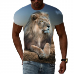 Suvine Uus Loominguline L&otilde;vi graafikaga T-s&auml;rgid Meeste Mood Vabaaja Trend Loomamustriga T-s&auml;rk harajuku 3D-tr&uuml;kk streetwear Topid S valge