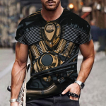 Automootori disain 3D Prindiga Meeste T-s&auml;rgid Suvised pol&uuml;ester O-kaelusega l&uuml;hikeste varrukatega Suures suuruses vabaaja hiphop Harajuku lahtised topid 6XL S