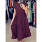 Moodne elegantne naiste suvekleit, suur &uuml;mmargune kaelus, l&uuml;hikeste varrukatega, vabaaja maksikleidid, naiste avar, elegantne, lihtne naiste pikk kleit 868 S burgundiapunane