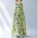 Varrukateta Plus size puuvillane vintage lilleline uus kleit naistele vaba vaba pikk suvekleit M