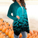 Naiste mood vabaaja lillemustriga keskmise pikkusega kardiganjakk XXXL sinine