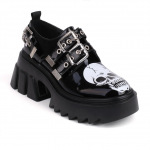 Suur kolju metallist paks tald kingad tume punk ins gooti pandlaga naiste kingad 36 must