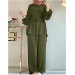 Mosleminaiste sobivad komplektid Pikkade varrukatega &uuml;hev&auml;rvilised lahtised p&uuml;kskost&uuml;&uuml;mid Elegantne mood Vabaaja dressipluus Kaftan S roheline