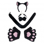 1 komplekt Cosplay kassikinnaste komplekt kikilipsu saba ja reguleeritava peapaelaga Pehme pl&uuml;&uuml;s Halloweeni esitusrekvisiit Koomiksin&auml;ituste fotosessioonide tarvikud must