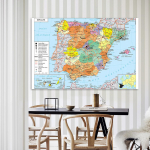 Hispaania transpordikaart prantsuse maalides &Uuml;ksikasjalik suur plakat Kodukaunistused Koolitarbed 225*150cm