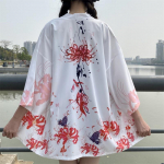 Jaapani lill Flower Beach valge kimono naiste yukata mantel traditsioonilise r&otilde;ivaga &uuml;ler&otilde;ivad S