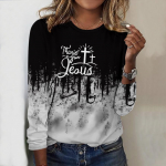 Naiste topid Gradient Cross Print &Uuml;markaelusega pikkade varrukatega T-s&auml;rk Fall Casual Slim Pullover naiste pikkade varrukatega top XS lilla