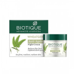 Biotique Wheat Germ Anti- Ageing Night Cream | Reduces Fine Lines | Lightens dark Spots | 100% Botanical Extracts | Suitable for All Skin Types | 50g