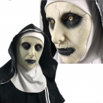 Horror Nun Lateksmask Peapael Varac Cosplay Kost&uuml;&uuml;m Halloweeniks 25*30cm valge