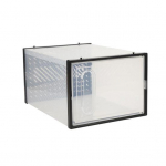 L&auml;bipaistvast plastikust kingakarp Ruumis&auml;&auml;stlik virnastatav kingahoidla tossukonteiner kaanega jalatsite organiseerija kapi jaoks