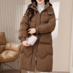 XL-8XL Suured &uuml;ler&otilde;ivad naiste talvepikad pargid Kapuutsiga vabaaja lahtised paksud soojad naistejoped Suures suuruses naisteriided 4XL pruun