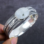 Rainbow Moonstone Gemstone Handmade 925 Sterling Silver Cuff Bangle 7 a7v88