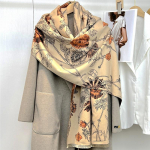 185*65cm kvaliteetne kahepoolne paksendatud ka&scaron;miir-imitatsiooniga sall S&uuml;gistalvine tr&uuml;kitud soe sall Naiste kingitus 185*65cm oranž