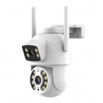 3MP+3MP juhtmevaba turvakaamera kahe objektiiviga seinakinnitusega nutikas WiFi kaamera IP66 veekindel v&auml;rviline &ouml;&ouml; UK Plug
