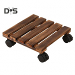 Puidust ratastel taimealus 40 kg kandev&otilde;imega, veerev taimealuse k&auml;ru, mitmeotstarbeline lillepoti alus 360&deg; lukustatavate ratastega sise- ja v&auml;listingimustesse S