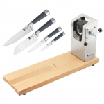 Porte-jambon BERGNER Masterpro 62 x 19,5 x 3,3 cm avec jeu de 4 couteaux de cuisine San Ignacio Masterpro