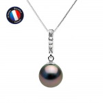 Collier - Perlinea - Perle de Culture de Tahiti A+ - Diamant 0,030 Cts - Or Blanc - 42 cm