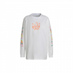 Adidas Originals Alati Originaalne Graafiline Varruka Logo Tr&uuml;kiga &Uuml;mmarguse Kaelusega Pullover Spordilik L&otilde;tv Pikkade Varrukatega T-s&auml;rk Naiste Topid Valge HN6339 L