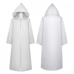 T&auml;iskasvanute Halloweeni mantliga kapuutsiga keskaegne kost&uuml;&uuml;m n&otilde;id n&otilde;idus vampiir Halloweeni kost&uuml;&uuml;m v&otilde;lur mantel, hommikumantel kleit ja mantel XXL valge