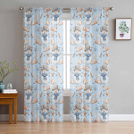 J&otilde;ulud Talv Lumememm Merit&auml;ht Kardinad Elutuppa Magamistuppa Kodu Kaunistus Akna Voile T&uuml;llkardinad W135 x H114cm
