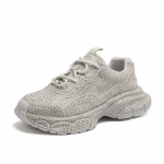 2024. aasta uue platvormiga vulkaniseeritud kingad naiste mugavad k&otilde;rge kvaliteediga Full Drill Paris tossud naiste trendikad vabaajaspordijalatsid 35 beež