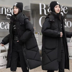 Moodne Paks Soe Naiste Parka Korea Stiilis Talvejope Talvine Pikk Naiste Mantel Pealisr&otilde;ivas Kapuutsiga S must