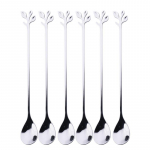 6 TK loominguline isiksus roostevabast terasest kullast lusikad puulehe lusikas kohvi lusikas tee lusikas kodu restorani magustoidu s&ouml;&ouml;giriistade komplekt