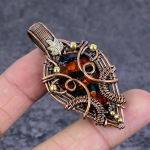 Natural Ammolite Gemstone Handmade Copper Wire Wrap Jewelry Pendant 2.36 r5n12