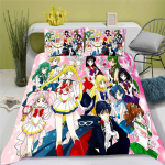 3D Sailor Moon Anime Voodipesukomplekt Tekikott 100% Pol&uuml;ester Sobib Lastele ja T&auml;iskasvanutele 3-osaline Komplekt 1 Tekikott 155x220cm