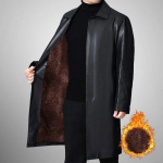 &Uuml;le p&otilde;lve Meeste nahkjakk talve pluss sametist paks soe nahkmantel mootorratta jope vabaaja pargid pikad M