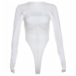 Uus naiste &uuml;hev&auml;rviline slim-fit t&auml;navamood &uuml;mara kaelusega pikkade varrukatega v&otilde;rkjumpsuit S valge