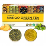 TEACURRY Mango roheline tee (1 kuu pakend, 30 teepakki) - Orgaaniline mangomaitseline tee | Immuunsus lisatud C-vitamiiniga | Valmistatud tervest lehest