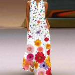 QICED Naiste suvised varrukateta pikad V-kaelusega kleidid nefriitlillega S