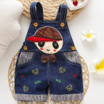 9 kuud kuni 3 aastat Beebipoisi m&uuml;ts Laste tr&uuml;kiga V&auml;ike Karu tikandiga Denim traksip&uuml;ksid L&uuml;hikesed p&uuml;ksid Denim kombinesoon 9-12M