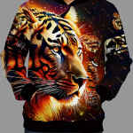 Mugav Tiigri 3D-tr&uuml;kiga Kapuutsiga Dressipluus Meestele - Trendikas Graafiline Kapuutsiga Pullover K&auml;ngurutaskuga - Ideaalne S&uuml;gismoeks L
