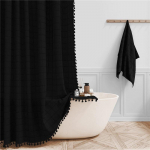 7,5 cm Ruudukujuline narmastega du&scaron;ikardin Kodu Vannituba Ruudukujulised vaheseinakardinad Veekindlad du&scaron;ikardinad 183*213cm must