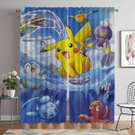 Pikachu Kardinad Elutuppa Kardin K&ouml;&ouml;gikardinad 2 T&uuml;kki Halloweeni Kaunistus Varjud T&uuml;ll Magamistoa Vaheseinaks Kodu W74xH114cmx2pcs-CL